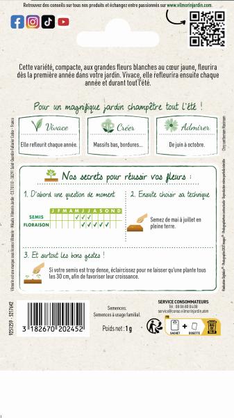 Fleurs - Grande Marguerite Perle des Prés - Graines d'Exception - MEDIA_PACKAGING_VERSO